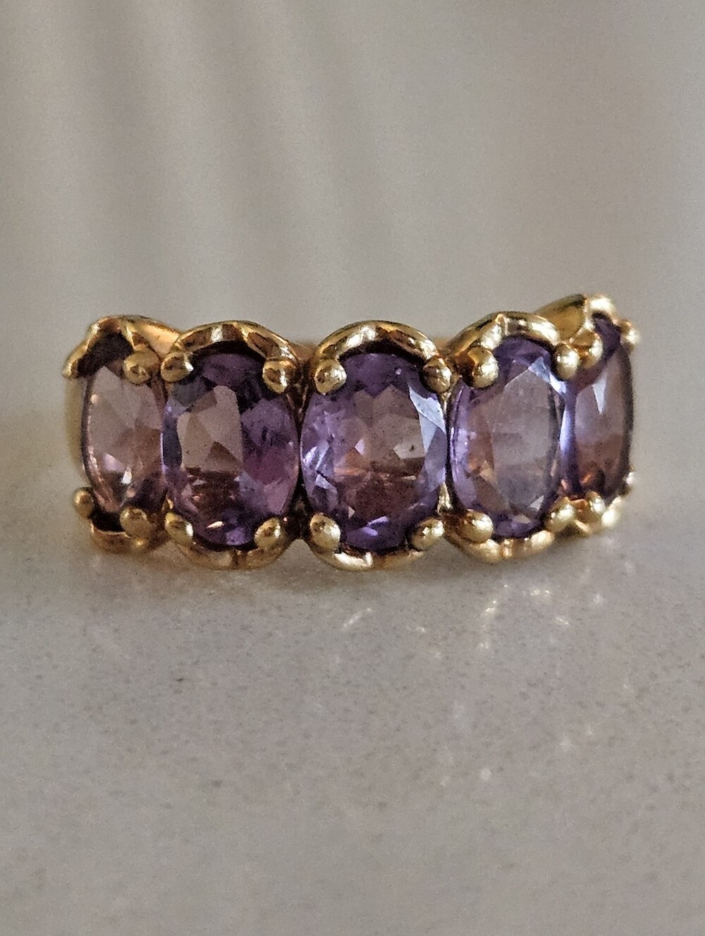 Ross Simons 18k Gold On 925 Amethyst Five-Stone Band Ring